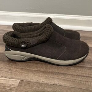 Bass Ito‎ Womens Shoes 8M Brown Leather Upper Knit Collar Clogs Mules Sneakers